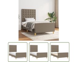 vidaXL Boxspring - Bedframe - Bedframe met hoofdeinde stof taupe 90x190 cm - Tweepersoonsbed - Stapelbed - Kinderbed