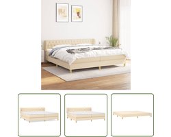 vidaXL Boxspring - Boxspringbed - Boxspring met matras stof crèmekleurig 200x200 cm - Bed - Slaapcomfort - Pocketing Matras