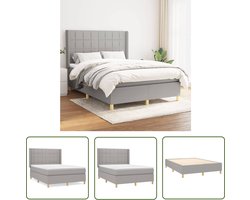 vidaXL Boxspring - Boxspringbed - Boxspring met matras stof lichtgrijs 140x190 cm - Slaapkamerinrichting - Slaapcomfort - Pocketing Matras