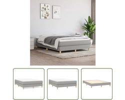 vidaXL Boxspring - Boxspringbed - Boxspring met matras stof lichtgrijs 140x200 cm - Bed Frame - Pocketed Spring Mattress - Grijs Bed