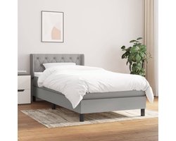 vidaXL Boxspring - Boxspringbed - Boxspring met matras stof lichtgrijs 80x200 cm - Tweepersoonsbed - Slaapcomfort - Pocketed Spring Mattress