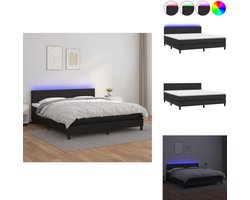 vidaXL Boxspring - Boxsprings - Bed - Slaapmeubel - Boxspring met matras en LED kunstleer zwart 160x200 cm