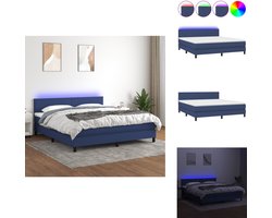 vidaXL Boxspring - Boxsprings - Bed - Slaapmeubel - Boxspring met matras en LED stof blauw 160x200 cm