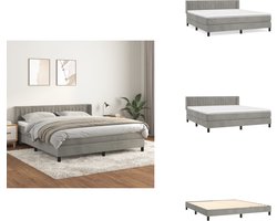 vidaXL Boxspring - Boxsprings - Bed - Slaapmeubel - Boxspring met matras fluweel lichtgrijs 160x200 cm