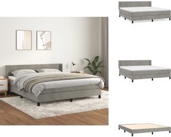 vidaXL Boxspring - Boxsprings - Bed - Slaapmeubel - Boxspring met matras fluweel lichtgrijs 160x200 cm