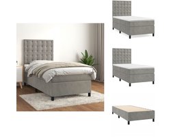 vidaXL Boxspring - Boxsprings - Bed - Slaapmeubel - Boxspring met matras fluweel lichtgrijs 90x200 cm