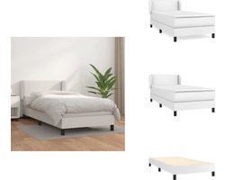 vidaXL Boxspring - Boxsprings - Bed - Slaapmeubel - Boxspring met matras kunstleer wit 100x200 cm
