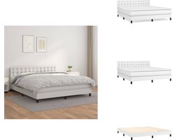 vidaXL Boxspring - Boxsprings - Bed - Slaapmeubel - Boxspring met matras kunstleer wit 160x200 cm