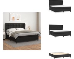 vidaXL Boxspring - Boxsprings - Bed - Slaapmeubel - Boxspring met matras kunstleer zwart 180x200 cm