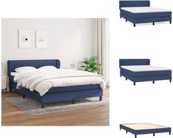 vidaXL Boxspring - Boxsprings - Bed - Slaapmeubel - Boxspring met matras stof blauw 140x200 cm