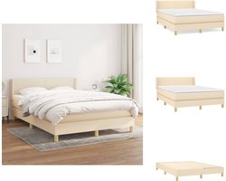 vidaXL Boxspring - Boxsprings - Bed - Slaapmeubel - Boxspring met matras stof crèmekleurig 140x200 cm
