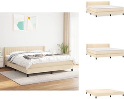 vidaXL Boxspring - Boxsprings - Bed - Slaapmeubel - Boxspring met matras stof crèmekleurig 160x200 cm