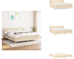 vidaXL Boxspring - Boxsprings - Bed - Slaapmeubel - Boxspring met matras stof crèmekleurig 160x200 cm
