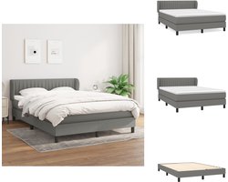 vidaXL Boxspring - Boxsprings - Bed - Slaapmeubel - Boxspring met matras stof donkergrijs 140x200 cm