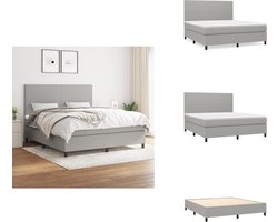 vidaXL Boxspring - Boxsprings - Bed - Slaapmeubel - Boxspring met matras stof lichtgrijs 180x200 cm