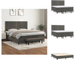 vidaXL Boxspring - Boxsprings - Pocketveringbed - Bed - Boxspring met matras fluweel donkergrijs 180x200 cm