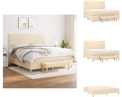 vidaXL Boxspring - Boxsprings - Pocketveringbed - Bed - Boxspring met matras stof crèmekleurig 180x200 cm