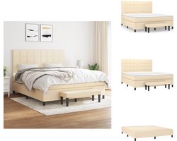 vidaXL Boxspring - Boxsprings - Pocketveringbed - Bed - Boxspring met matras stof crèmekleurig 180x200 cm