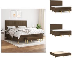 vidaXL Boxspring - Boxsprings - Pocketveringbed - Bed - Boxspring met matras stof donkerbruin 180x200 cm