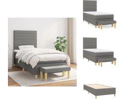 vidaXL Boxspring - Boxsprings - Pocketveringbed - Bed - Boxspring met matras stof donkergrijs 90x200 cm