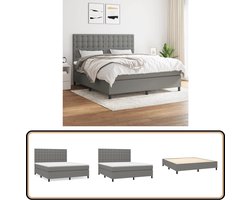 vidaXL Boxspring - Donkergrijs - 180x200 cm - Compleet Boxspringbed - Donkere Kleuren - Pocketveer Matras - Tweepersoonsbed - Slaapkamer Meubilair