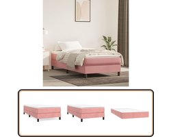 vidaXL Boxspring Fluweel Roze - Inclusief Matras & Topmatras Boxspringbed - Fluweel Bed - Pocketveer Matras - Middelhard Matras - Rosé Bed