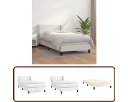 vidaXL Boxspring Kunstleer Wit 100x200 cm - Complete Set Boxspringbed - Boxspring - Slaapkamerinrichting - Lederlook - Pocketed Veren