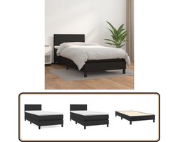 vidaXL Boxspring - Kunstleer - Zwart - 100x200 - Compleet Boxspringbed - Kunstleder Bed - Tweepersoons Bed - Stapelbare Bedden - Design Bed