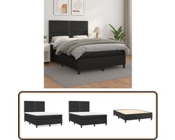 vidaXL Boxspring - Kunstleer - Zwart - 140x200 cm Boxspringbed - Zwarte Boxspring - Boxspring Frame - Leder Look Bed - Elektrisch Verstelbare Hoofdbord