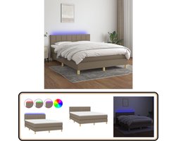 vidaXL Boxspring met LED en Matras - 140x200 cm Boxspring - Led Bed - Slaapcomfort - Pocketed Spring Mattress - Adjustable Headboard
