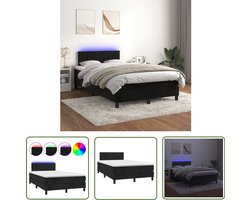 vidaXL Boxspring met LED zwart 120x200 cm Boxspring - Velvet Bed Frame - Elektrisch Verstelbare Bedkop - Led Lampen - Pocketed Spring Mattress