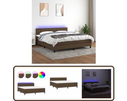 vidaXL Boxspring met matras en LED - 180x200 cm Boxspring - Bed Frame - Led Lamp - Slaapcomfort - Nachtkast