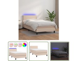 vidaXL Boxspring met matras en LED 80x200 cm Cappuccino Boxspring - Led Lamp - Kapstok - Bedroom Furniture - Slaapcomfort