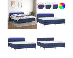 vidaXL Boxspring met matras en LED stof blauw 160x200 cm - Boxspring - Boxsprings - Bed - Slaapmeubel