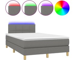 vidaXL - Boxspring - met - matras - en - LED - stof - donkergrijs - 120x200 - cm