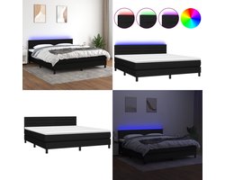 vidaXL Boxspring met matras en LED stof zwart 160x200 cm - Boxspring - Boxsprings - Bed - Slaapmeubel
