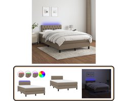 vidaXL Boxspring met matras en LED - Taupe - 120x200 cm Boxspring - Led Boxspring - Nachtmeubilair - Slaapcomfort - Pocketed Spring Mattress