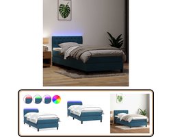 vidaXL Boxspring met matras - Fluweel - 80x220 cm Boxspring - Bed Frame - Slaapcomfort - Luxe Bed - Led Verlichting