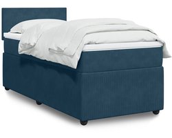 vidaXL - Boxspring - met - matras - fluweel - blauw - 100x200 - cm
