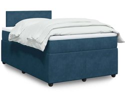 vidaXL - Boxspring - met - matras - fluweel - blauw - 120x200 - cm