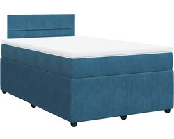 vidaXL - Boxspring - met - matras - fluweel - blauw - 120x200 - cm