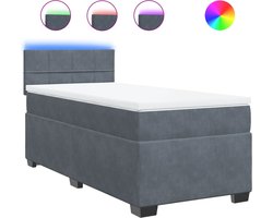 vidaXL - Boxspring - met - matras - fluweel - donkergrijs - 1-persoons - (alleen - AU)