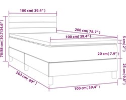 vidaXL - Boxspring - met - matras - fluweel - donkergrijs - 100x200 - cm