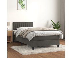 vidaXL - Boxspring - met - matras - fluweel - donkergrijs - 100x200 - cm