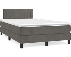 vidaXL - Boxspring - met - matras - fluweel - donkergrijs - 120x190 - cm