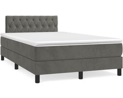 vidaXL - Boxspring - met - matras - fluweel - donkergrijs - 120x200 - cm