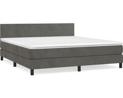 vidaXL - Boxspring - met - matras - fluweel - donkergrijs - 160x200 - cm