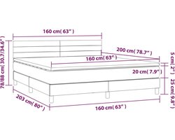 vidaXL - Boxspring - met - matras - fluweel - donkergrijs - 160x200 - cm