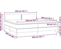 vidaXL - Boxspring - met - matras - fluweel - donkergrijs - 200x200 - cm