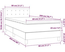 vidaXL - Boxspring - met - matras - fluweel - donkergrijs - 80x200 - cm